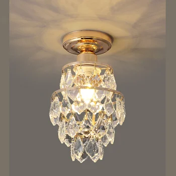 Мини-кристален полилей модерен тавана лампа за антре, кухня, спалня, трапезария, златни полилеи, лампа за вътрешно осветление.