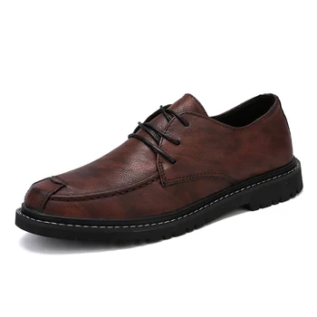 Модни Мъжки обувки От естествена Кожа, Удобни Ежедневни обувки-той дантела За Мъже, Дишаща Кожена Мека Мъжки Обувки За шофиране