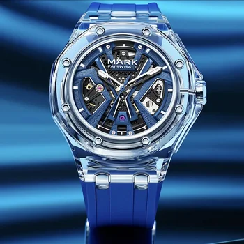 Модни са оригинални часовници на марката за мъжки Mark Fairwhale Sports прозрачен корпус, мъжки часовници, Луксозни Автоматични Механични часовници
