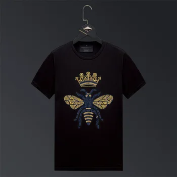 Мъжка тениска Тенденция Гореща Diamond Crown Bee, Свободни Летни Мъжки тениски с къс ръкав, Памук с Високо качество, Оверсайз