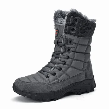Мъжки зимни обувки, супер топли мъжки туристически обувки, висококачествени непромокаеми кожени мъжки обувки са с високо берцем, големи размери, улични маратонки