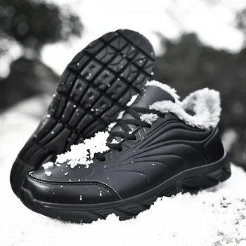 Мъжки маратонки, марка зимни водоустойчив кожена памучен обувки, спортни зимни обувки, лека ежедневни обувки, мъжки висококачествена и устойчива на плъзгане обувки