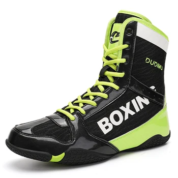 Нов стил, мъжки и дамски обувки за борба, Дишаща Професионална светът бокс спортни обувки, устойчив на абразия сгъваем боксовия тренировъчен обувки