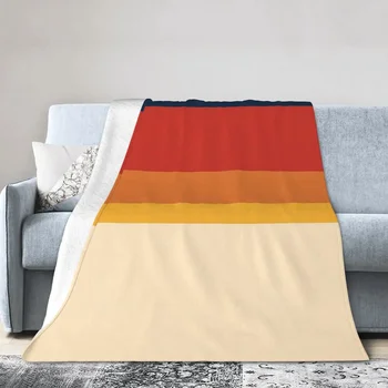 Одеяло в винтажную ивица на 70-те години в стил ретро, меко топло Фланелевое покривки за легла, хол, домашно дивана за пикник, пътуване