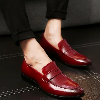 Официалните Мъжки обувки Класическа Офис обувки за прически Мъжки Сватбена Италианската марка за мъже модельная обувки, Кожени слипоны Sepatu Pria Бона