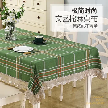 Памучен бельо клетчатая покривка за масата за хранене правоъгълна покривка за масата за хранене арт
