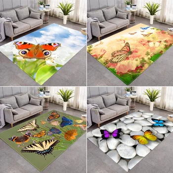 пеперуда на цвете 3D принт килими за хол, спални, аксесоари за дома: коридор, килим, детски стаи, игри и палатки за проследяването стъпки пълзи, подложка за пода