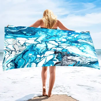 Плажна кърпа от микрофибър, с плажна одеяло, без пясък, быстросохнущее плажна кърпа без пясък, леко плажна кърпа голям размер, мраморно плажна одеяло