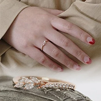 Покритие пръстени цветове Розово Злато Сребърен цвят Микро Кубичен цирконий Хвостовое пръстен Нов модел Модни дамски аксесоари, Бижута, Подаръци
