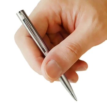 Портативна мини химикалка писалка джобен размер, малка маслена дръжка от неръждаема стомана, черна