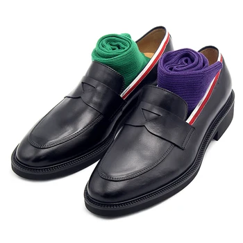 Продажба на едро на Висококачествени Класически мъжки обувки, Черни ежедневни мъжки обувки, бизнес обувки без застежек от естествена кожа