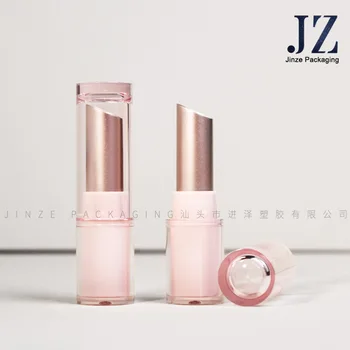 Прозрачен розов празна туба с балсам за устни, полипропилен контейнер за червило, козметична опаковка на ръчно изработени, флакон за блясък за устни 11,1 мм, инструмент за грим