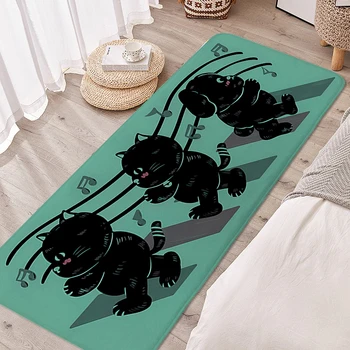 Противоскользящий килим Детска Стая Сладък Подложка за краката Черна котка Спалня входно Антре Постелки за спални и Кухненски Принадлежности Предмети за украса на стаята