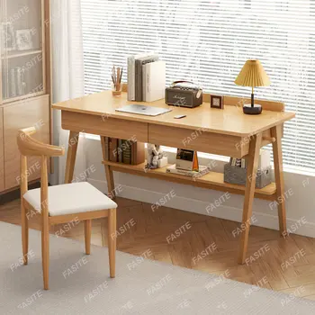 Работно бюро домашен студентски работно бюро с прическа от масивна дървесина, компютърно бюро и стол, работно бюро за спалня, бюро
