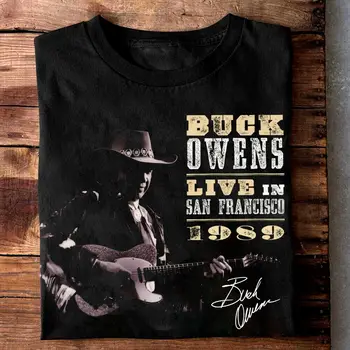 Рядка памучен мъжки t-shirt Buck Owens Album всички размери 3D572 с дълъг ръкав
