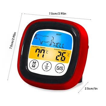 Сензорен хранително-вкусовата Цифров термометър за месо от домашни птици LCD дисплей за приготвяне на храна Електрически тестер температура барбекю, печене кухня