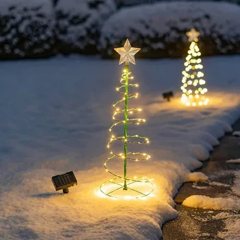 Слънчеви светлини на Коледната елха на открито, Led Водоустойчиви Лампи за косене на трева, Градина, Тераса, веранда, Пейзаж, Коледна парти, коледа, Коледни подаръци