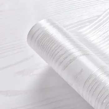 Сребристо-бели винилови тапети от дърво, хартия отклеивают и приклеивают самоклеящуюся хартия за декоративни хартиени стикери за мебели