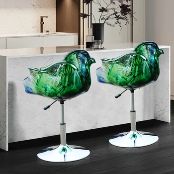 Стол с въртящ се цветен лист, бар-часова, седалков лифт, Дизайнерски стол от прозрачна смола