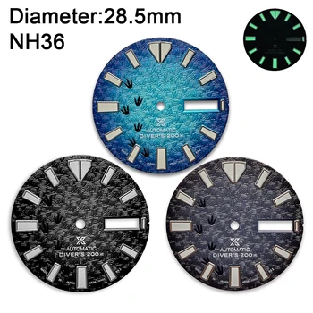 Структурата на лого 28,5 мм С 3D печат Циферблат Подходящ за Япония Механизъм NH36 Зелени светещи часовници Модификация Аксесоари