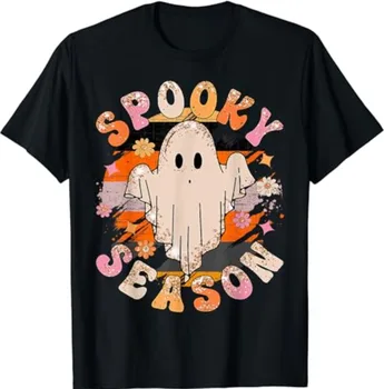 Тениска за момичета в стила на Groovy Призрачен Season Светия Flower На Хелоуин Костюм на Призрак
