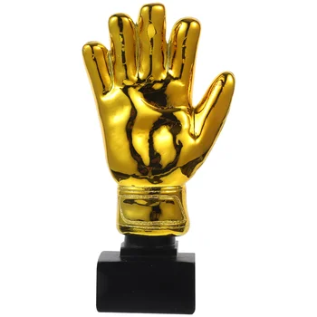 Трофей от смола с покритие вратаря, вратарские ръкавици под формата на награди за футболен мач, играчка със стойка за офис, училище, детска градина (златен)