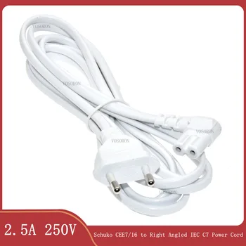 Удължителен кабел за Захранване 2 М/3 М Кабел за Samsung, Philips, Sony LED TV EU Euporean с 2 Клипса към IEC320 C7 Фигура 8 Ъглов Адаптер