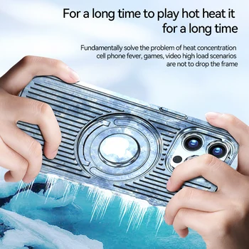 Ултра-тънък корпус охлаждащ скоба, жаден, магнитна марка за засмукване, iPhone 14, 13, 12 Pro Max