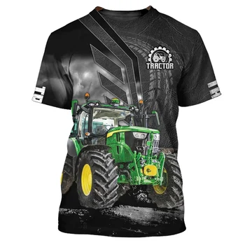 Фермер трактор С 3D Принтом, Лятна Мъжка Тениска С Кръгло деколте, Всекидневни Пуловер Оверсайз С къс ръкав, Модни Градинска Мъжки Дрехи