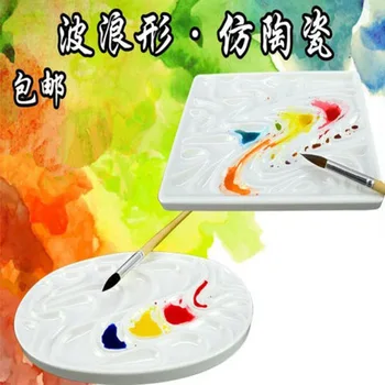 Цветна рекламна табела на Имитация на Порцелан вълна Овални на Дървесина Керамична плоча Традиционна китайска живопис Чернильная чиния е с Цветна чиния Слива Цвете
