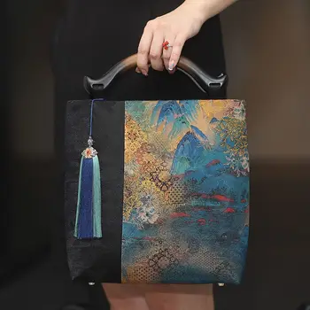 Чанта с горната дръжка, торбичка за подарък на майка си, дамски чанти, чанта, в дървена рамка