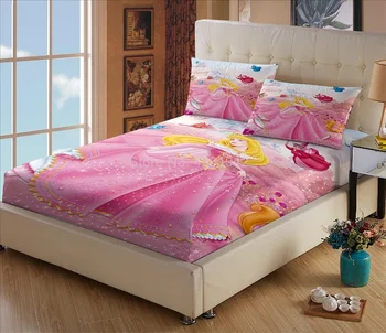 Чаршаф принцеса Рапунцел с калъфка, Мультяшные легла, чаршаф с дълбок джоб за декор за спалня за момичета
