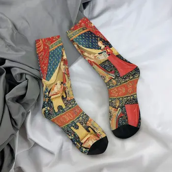 Чорапи Lady And The UniCorn Desire, Зимни Чорапи, Забавна двойка, Меки дишащи чорапи, Нескользящие чорапи за джогинг по поръчка