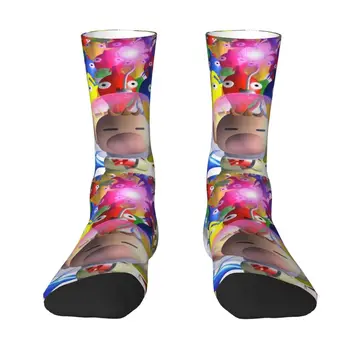 Чорапи за игри с забавен принтом Pikmins за жени и мъже, ластични чорапи за екипажа на лято Есен Зима